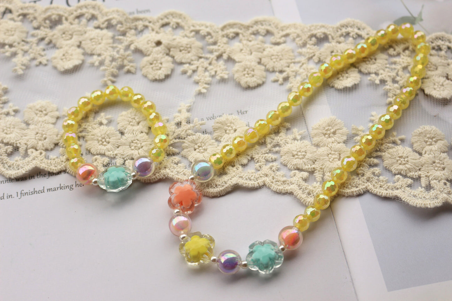 Korean Style Shiny Transparent Flower Candy Color Necklaces