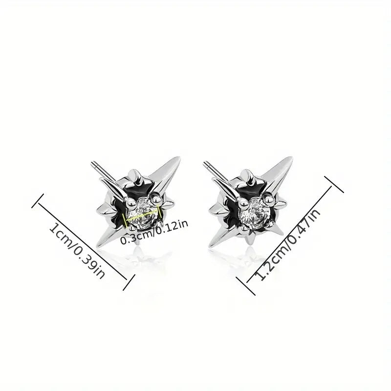 Men's Fashion Black White Rhinestone Cast Hip Earrings