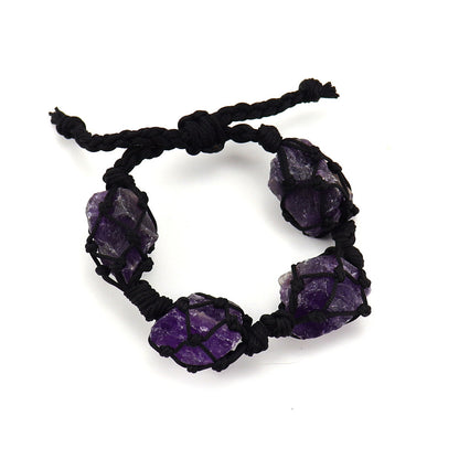 Woven Crystal Rough Stone Mesh Wax Bracelets