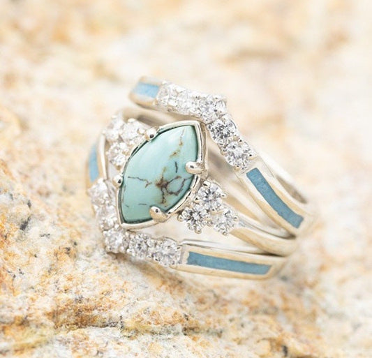 Women's Alloy Geometric Turquoise Set Of Ornament Rings