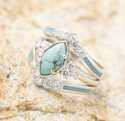 Women's Alloy Geometric Turquoise Set Of Ornament Rings