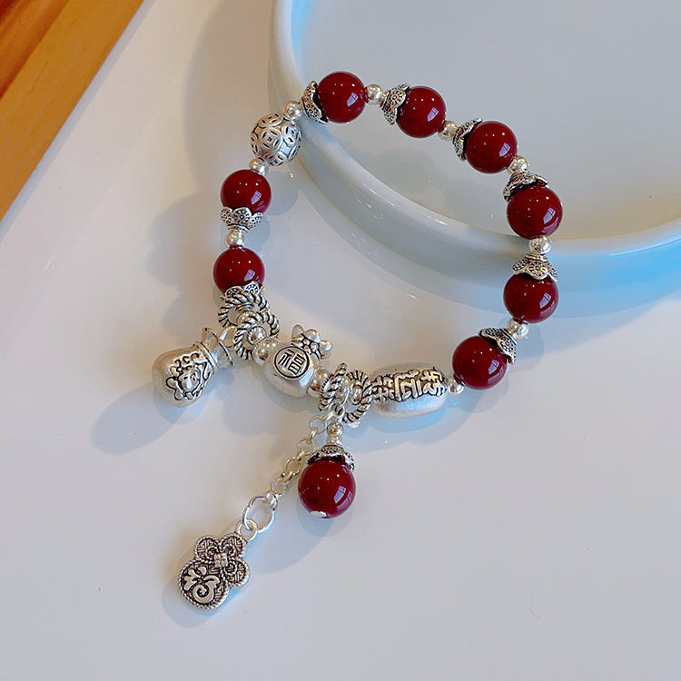 Women's Chinese Style Imitation Cinnabar Gourd Fu Bracelets