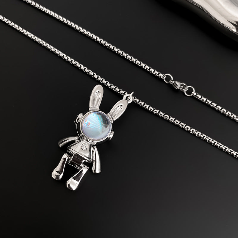 Women's & Men's Colorful Fantasy Mechanical Rabbit Titanium Steel Necklaces