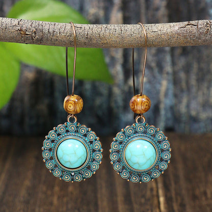 Style Geometric Round Personality Distressed Tribe Earrings