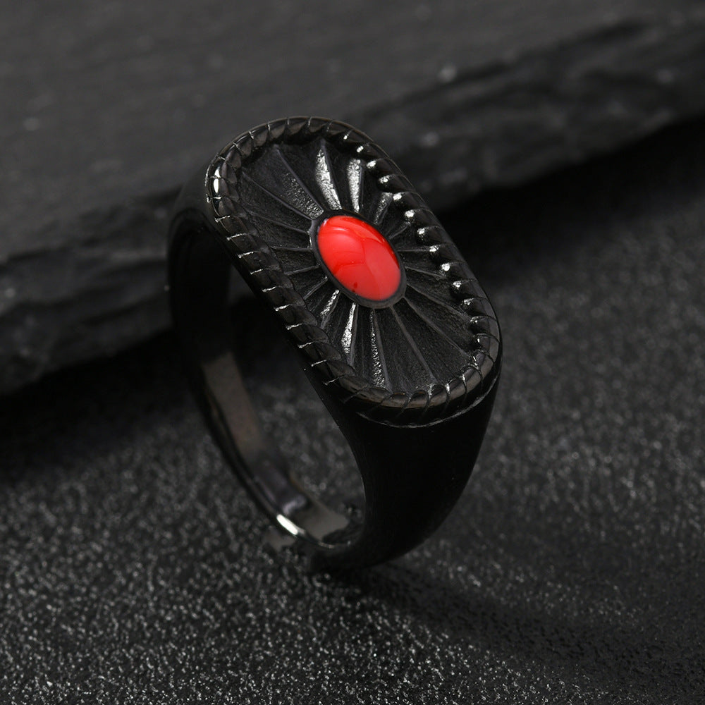 Steel Casting Fashion Palace Style Colorful Oil Rings