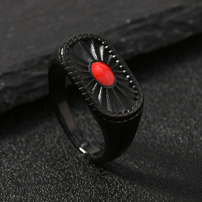 Steel Casting Fashion Palace Style Colorful Oil Rings