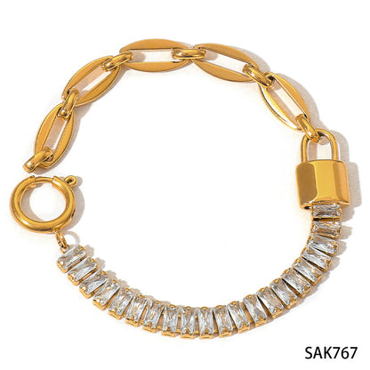 Women's Steel Exaggerated Design Wheat Chain Stitching Bracelets