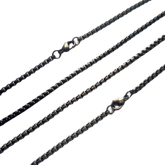 Stainless Steel Ornament Black Plated Square Pearl Chain Necklaces