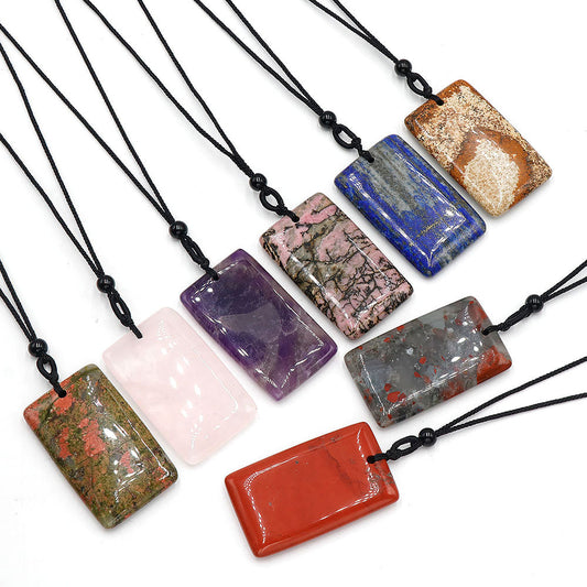 Stone Amethyst Sweater Chain Casual Jade Pendants