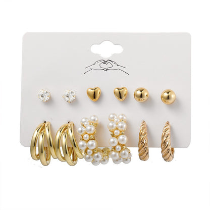 Women's Butterfly Pearl Creative Retro Alloy Card Earrings