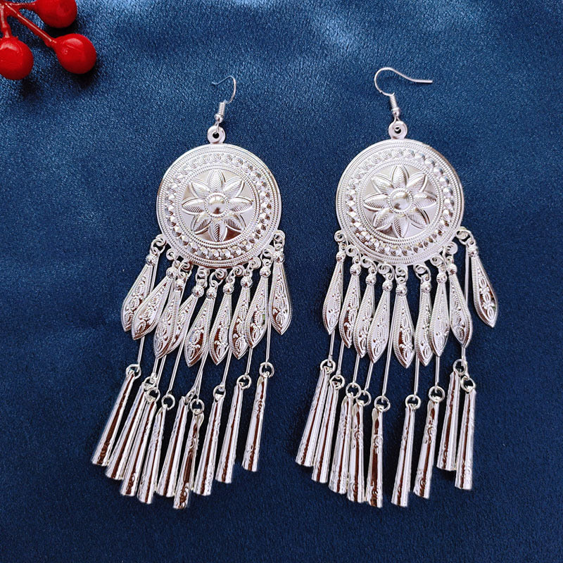 Long Exaggerated Stage Ornament Minorities Han Chinese Clothing Earrings