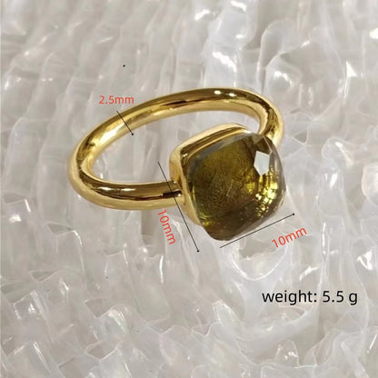 Style Irregular Cube Sugar Inlaid Zircon Emerald Rings