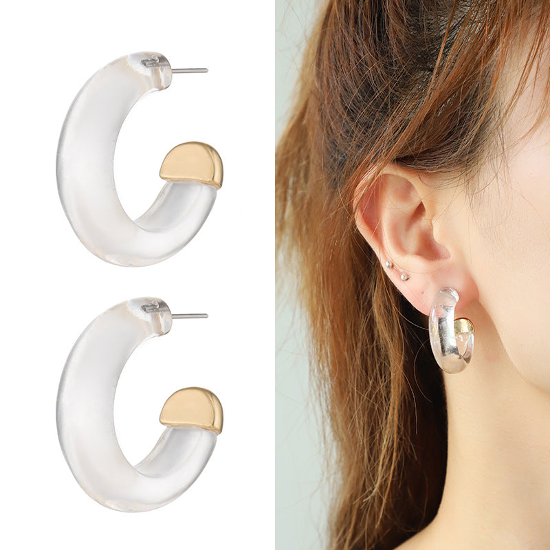 Women's Alloy Spot Drill Transparent Resin Personalized Earrings