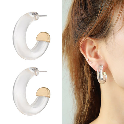 Women's Alloy Spot Drill Transparent Resin Personalized Earrings