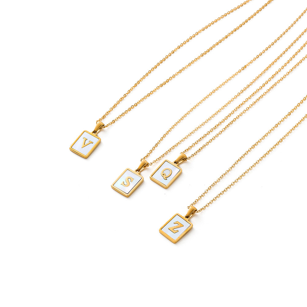 High-grade Shell Square Color Preservation Clavicle Chain Necklaces