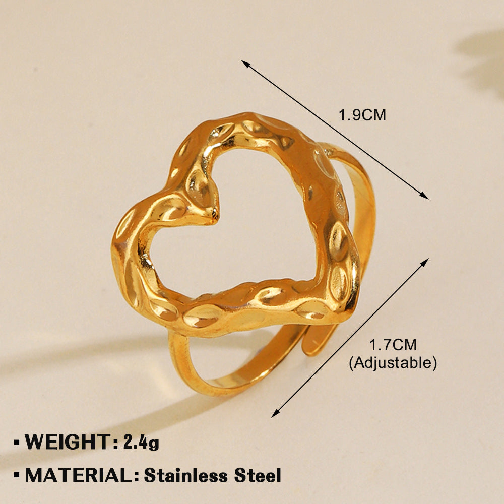 Women's Fashionable Elegant Stainless Steel Love Heart-shaped Rings