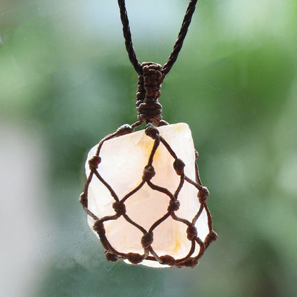 Stone Net Pocket Crystal Agate Rule Pendants