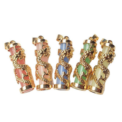 Women's & Men's Alloy Dragon Column Luminous Stone Golden Pendants