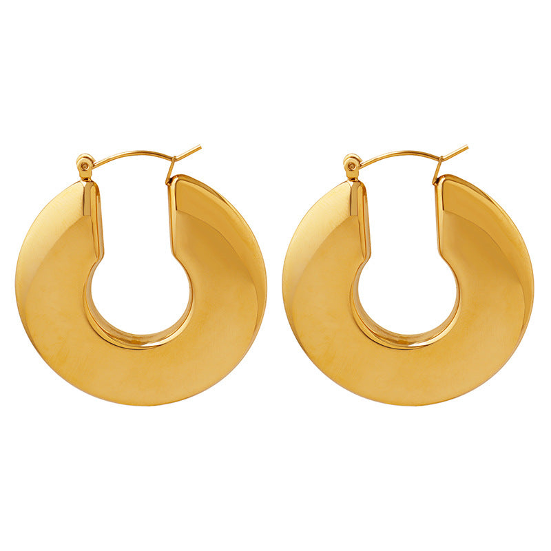 Design U-shaped Titanium Steel Gold Plated Stainless Earrings