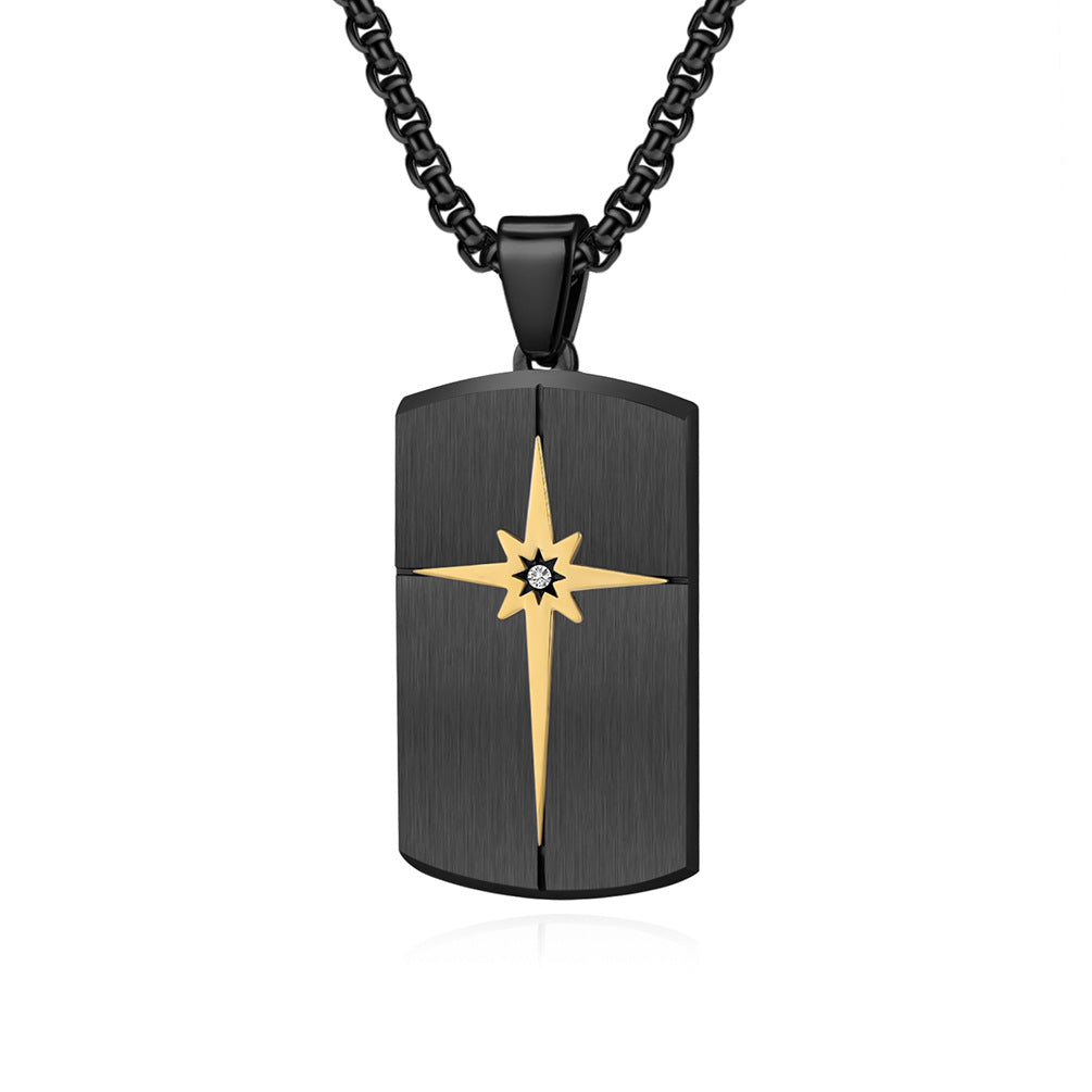 Men's Six-pointed Star Embellished Stainless Steel Fashion Hip Hop Necklaces