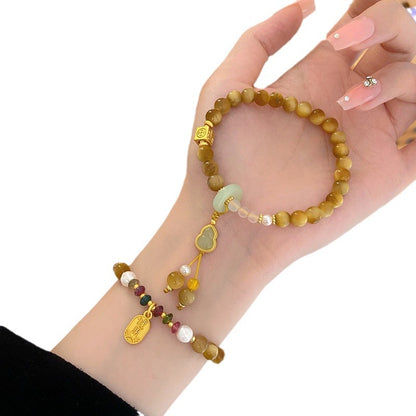 Mori Artistic Gold Tiger Stone Temperament Design Bracelets