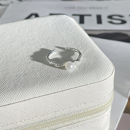 White Bow Geometric Open Female Personality Rings