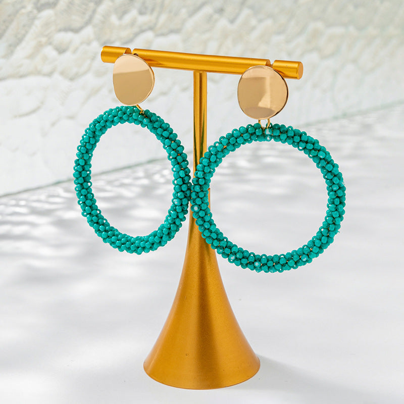 Bead Big Hoop Female Style Korean Sweet Earrings