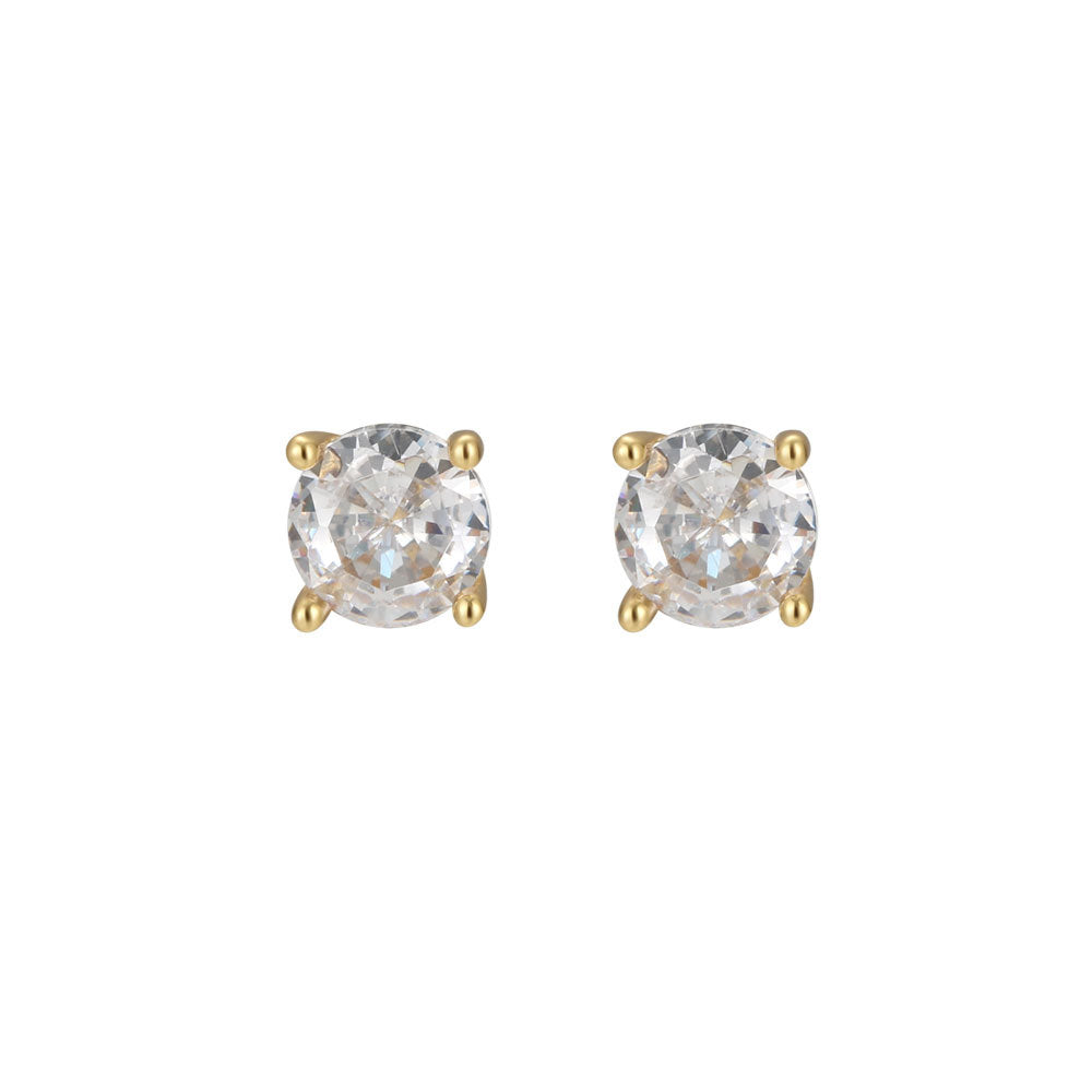 Sier Simple Single Diamond Classic Female Earrings