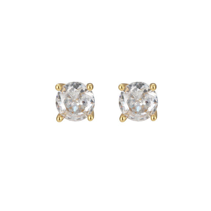 Sier Simple Single Diamond Classic Female Earrings