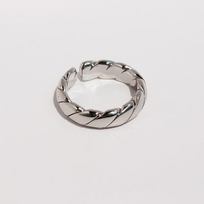 Women's & Men's Real Gold Wave Twill Line Open Rings