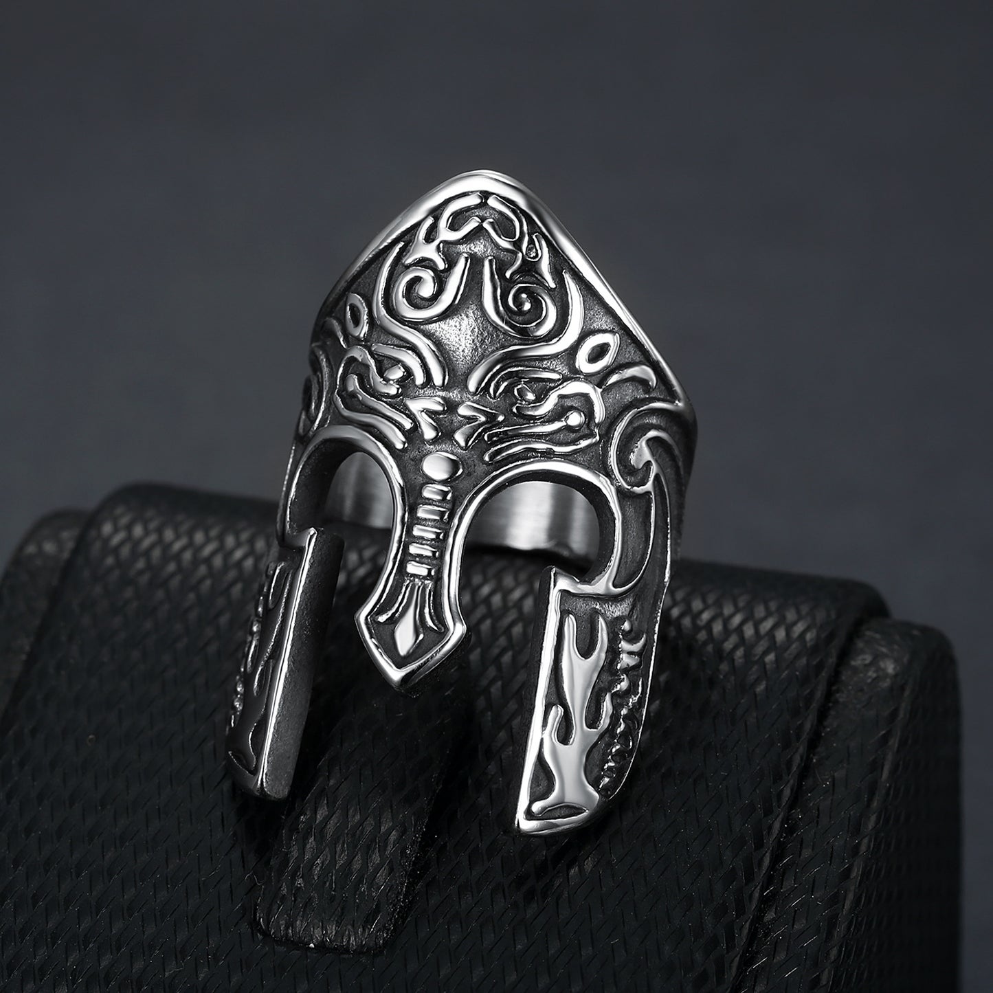 Men's Retro Stainless Steel Sparta Mask Titanium Rings