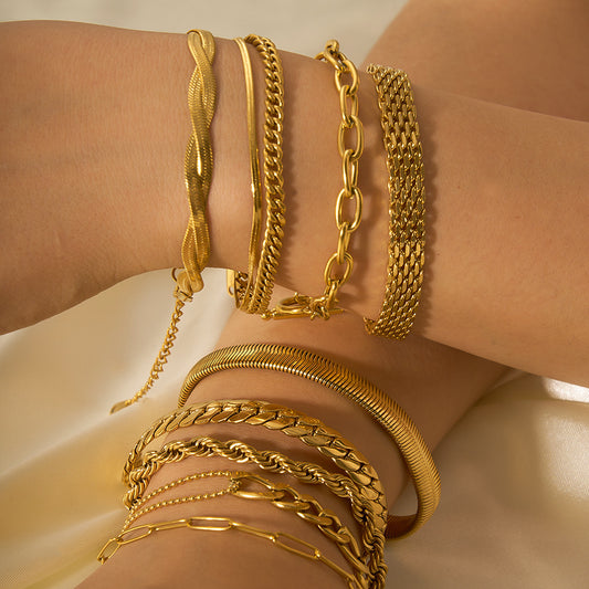 Charming Titanium Steel Gold-plated Stainless Chain Bracelets