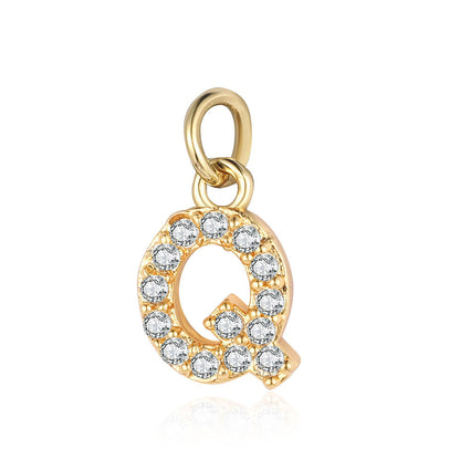 English Letters Copper Zircon Ornaments Accessories Yellow Gold Pendants