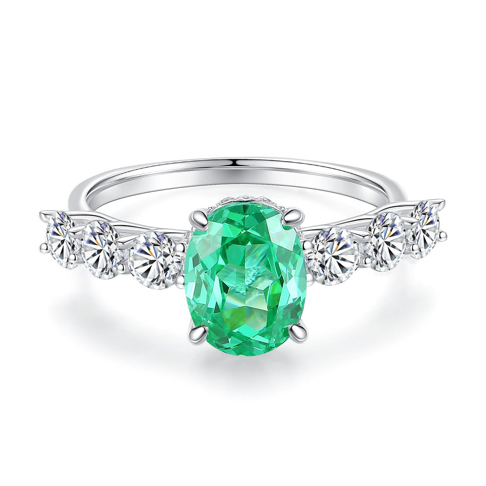 Emerald Female High Carbon Diamond Cut Ice Rings