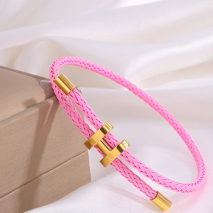 Rope Hard Pure Gold With Adjustable Titanium Steel Waterproof Bracelets