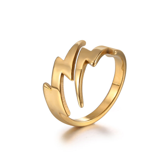 Stainless Steel Lightning Titanium Glossy Simple Rings