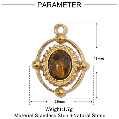 Natural Stone Titanium Steel Female French Pendants