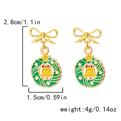 Christmas Tree Hat Santa Claus Asymmetric Earrings