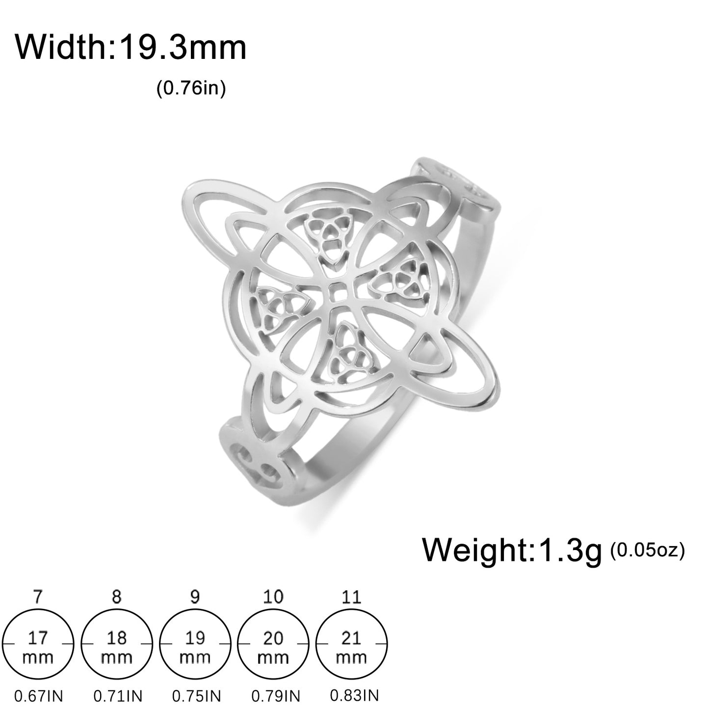 Women's & Men's Titanium Steel Witch Knot Hollow Celtic Rings