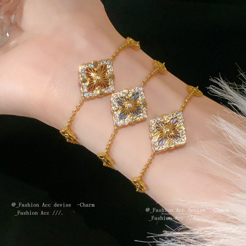 Women's Real Gold Electroplated Diamond Flower Zircon Bracelets