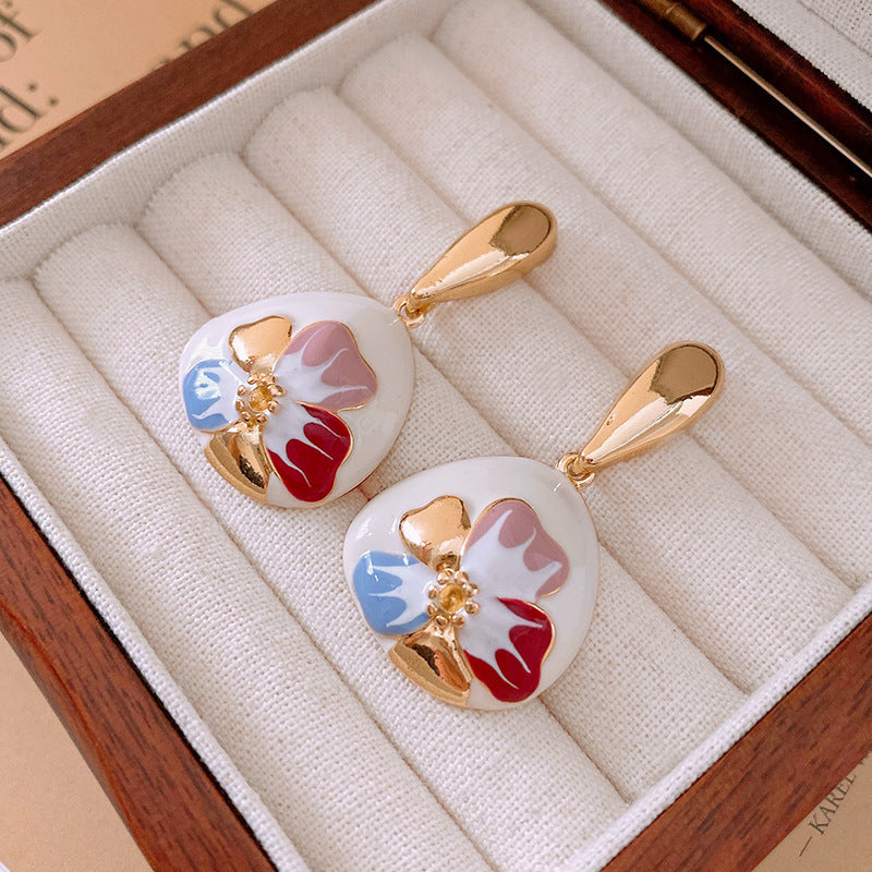 Women's Enamel Oil Painting Style Light Luxury Earrings