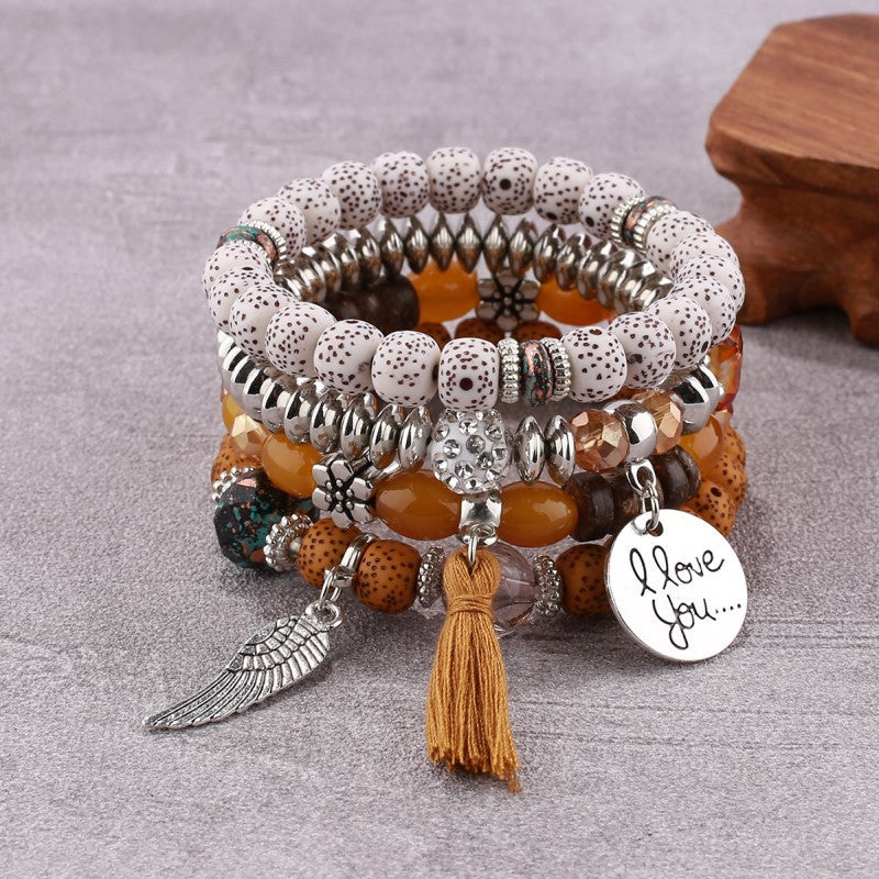 Bohemian Jewelry Female Tassel Wings Charm Bracelets