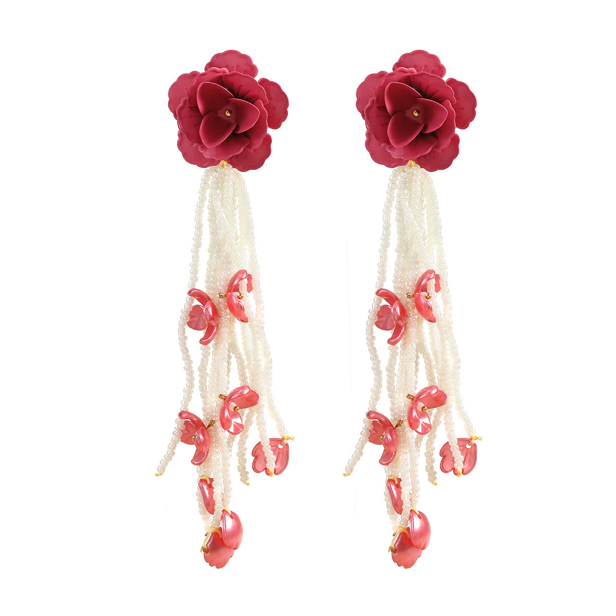 Women's Summer Flower Exaggerated Elegant Alloy Paint Earrings