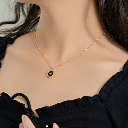 Mori Style Gold Black Titanium Steel Necklaces
