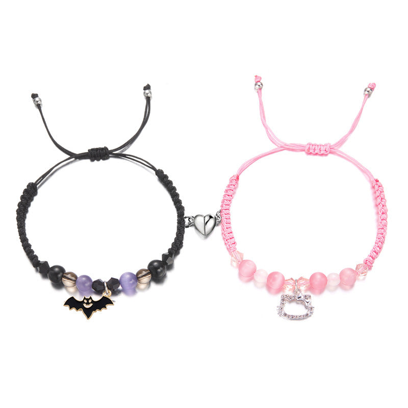 Cartoon Heart-shaped Magnetic Fashion Couple Hand Bracelets