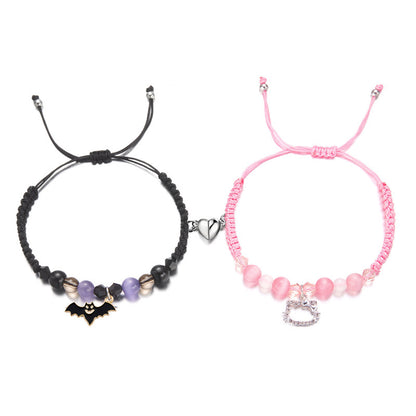 Cartoon Heart-shaped Magnetic Fashion Couple Hand Bracelets