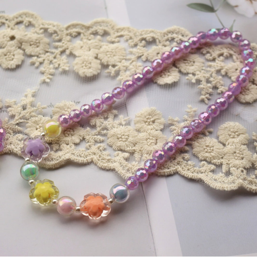 Korean Style Shiny Transparent Flower Candy Color Necklaces