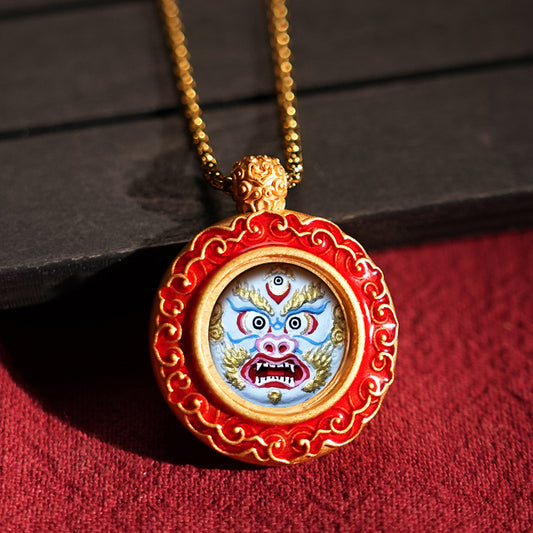 Three-dimensional Tibetan Style Fifth Master Brass Painted Wipe Pendants