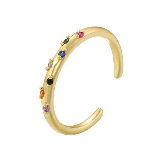 Creative Cross Copper Inlaid Color Diamond Rings