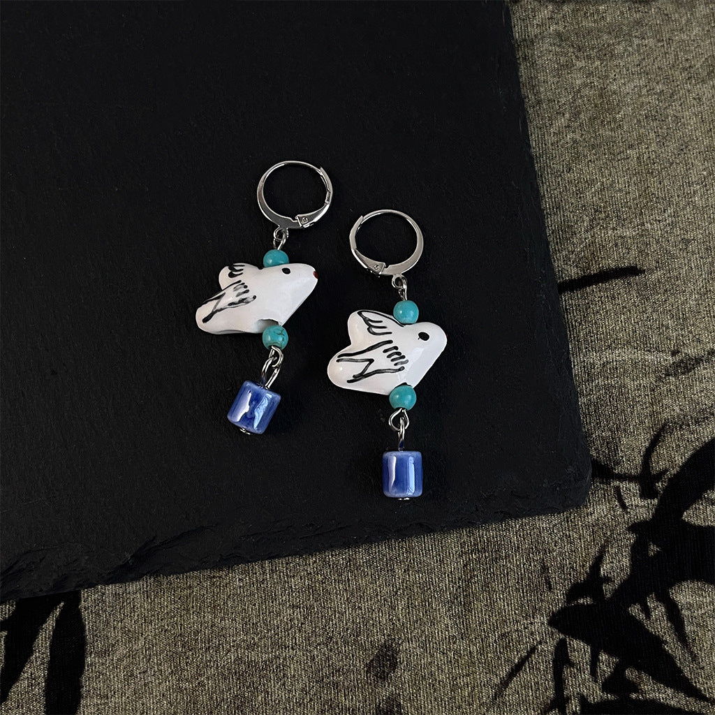 Blue White Porcelain Series Hand-made Personality Earrings